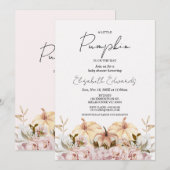 Invitation Baby shower Floral Boho Floral Little Citrouille (Devant / Derrière)