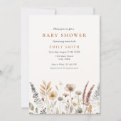 Invitation Baby shower floral boho minimal (Devant)