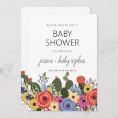 Invitation Baby shower Floral Boho moderne (Devant / Derrière)