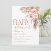 Invitation Baby shower floral Boho rose (Debout devant)