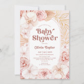 Invitation Baby shower Floral Boho Rose (Devant)
