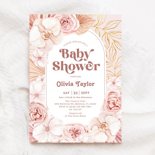 Invitation Baby shower Floral Boho Rose