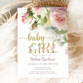 Invitation Baby shower Floral Boho Rose rose vif