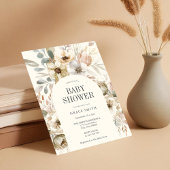 Invitation Baby shower Floral Boho rustique