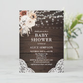 Invitation Baby shower Floral Boho Rustique (Debout devant)