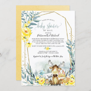 Invitation Baby shower Floral Bois Par Mail