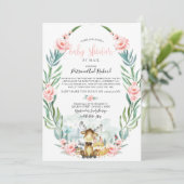 Invitation Baby shower Floral Bois Par Mail (Debout devant)