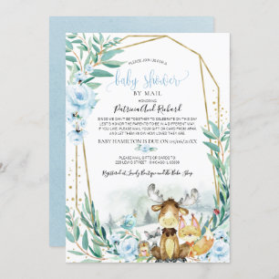 Invitation Baby shower Floral Bois Par Mail