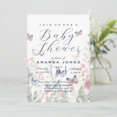 Invitation Baby shower floral Botanique de papillon Boho (Debout devant)