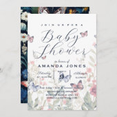 Invitation Baby shower floral Botanique de papillon Boho (Devant / Derrière)