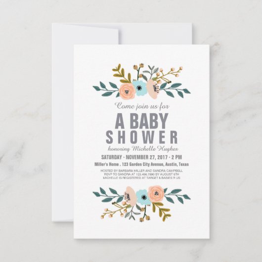 Invitation Baby shower Floral Bouquet (Devant)