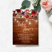 Invitation Baby shower Floral Bourgogne Rustique