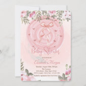 Invitation Baby shower Floral Bow rose (Devant)