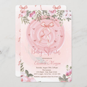 Invitation Baby shower Floral Bow rose