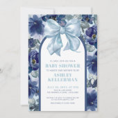 Invitation Baby shower Floral Boy Blue Bow (Devant)