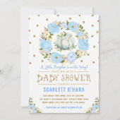 Invitation Baby shower Floral Boy Citrouille Blue Gold (Devant)