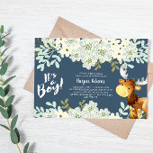 Invitation Baby shower Floral Boy Moose Boy