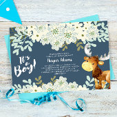 Invitation Baby shower Floral Boy Moose Boy