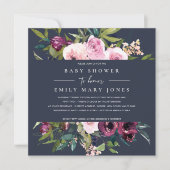 INVITATION BABY SHOWER FLORAL BURGUNDY DE MARINE (Devant)