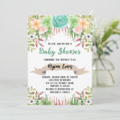 Invitation Baby shower Floral Cactus (Debout devant)