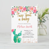 Invitation Baby shower floral Cactus Taco Bout Baby (Debout devant)