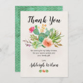 Invitation Baby shower Floral Cactus Than k You Card (Devant / Derrière)