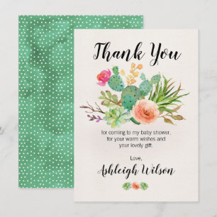 Invitation Baby shower Floral Cactus Than k You Card