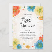 Invitation Baby shower floral céleste vibrant du jardin boho (Devant)