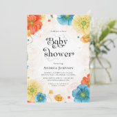 Invitation Baby shower floral céleste vibrant du jardin boho (Debout devant)