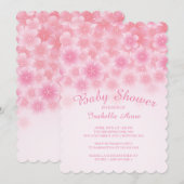 Invitation Baby shower floral cerise en fleurs (Devant / Derrière)
