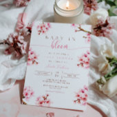 Invitation Baby shower floral cerise en fleurs