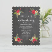 Invitation Baby shower Floral Chalkboard moderne (Debout devant)