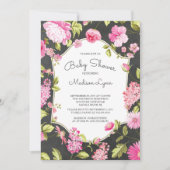 Invitation Baby shower Floral Chalkboard moderne (Devant)