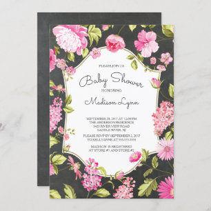 Invitation Baby shower Floral Chalkboard moderne