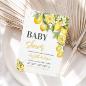 Invitation Baby shower floral citron neutre pour le genre