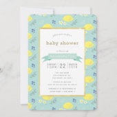 Invitation Baby shower Floral Citron vert Mint (Devant)
