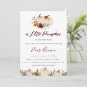 Invitation Baby shower Floral citrouille Bourgogne  (Debout devant)