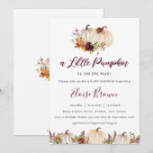 Invitation Baby shower Floral citrouille Bourgogne  (Devant / Derrière)