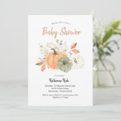 Invitation Baby shower floral Citrouille minimaliste simple (Debout devant)