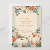 Invitation Baby shower floral Citrouille rustique (Devant)