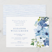 Invitation Baby shower floral clair chic (Devant / Derrière)