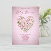 Invitation Baby shower Floral Coeur Rose (Debout devant)