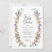 Invitation Baby shower floral coloré (Devant)
