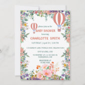 Invitation Baby shower floral couleur bleu rose pâle (Devant)