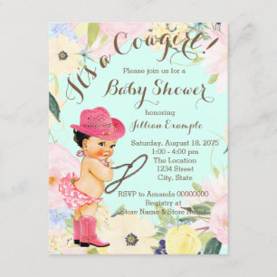 Invitation Baby shower Floral Cowgirl