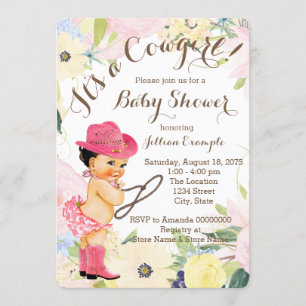 Invitation Baby shower Floral Cowgirl