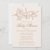 Invitation Baby shower floral croisé d'amande et de cuivre (Devant)