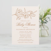 Invitation Baby shower floral croisé d'amande et de cuivre (Debout devant)