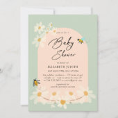Invitation Baby shower Floral Daisy Bees (Devant)