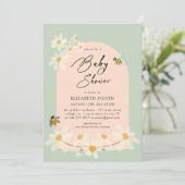 Invitation Baby shower Floral Daisy Bees (Debout devant)